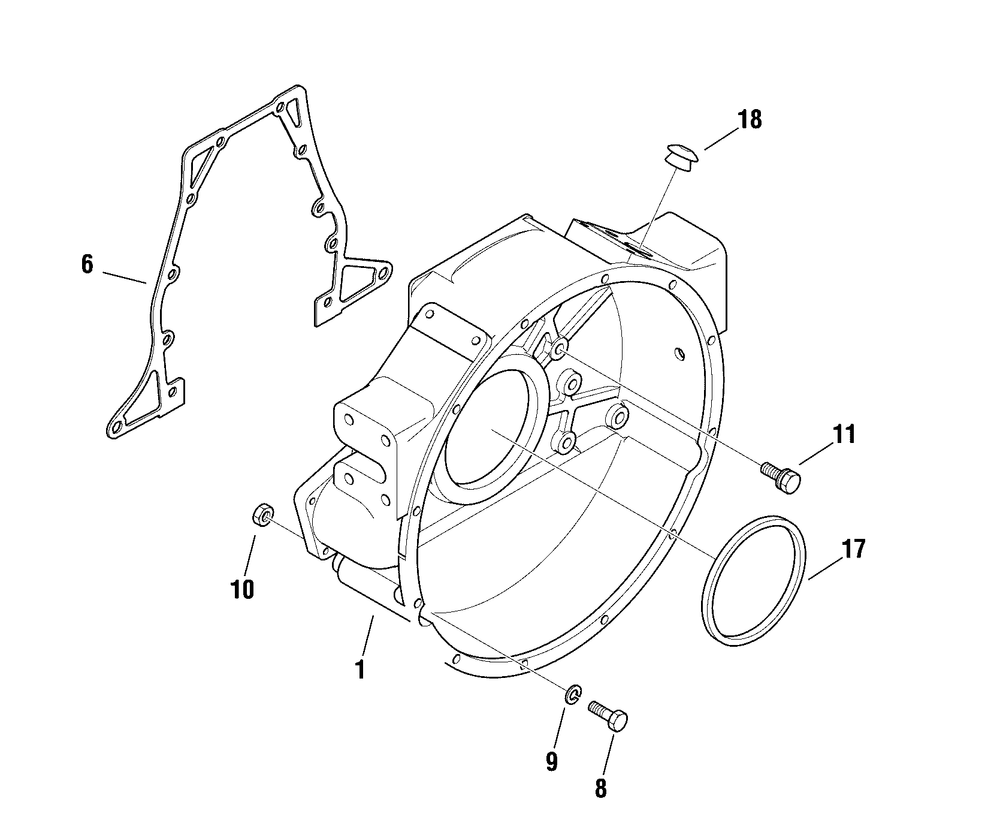 Engine Group - Flywheel Housing Diagram and Parts List for 080087-00  Briggs and Stratton Generator